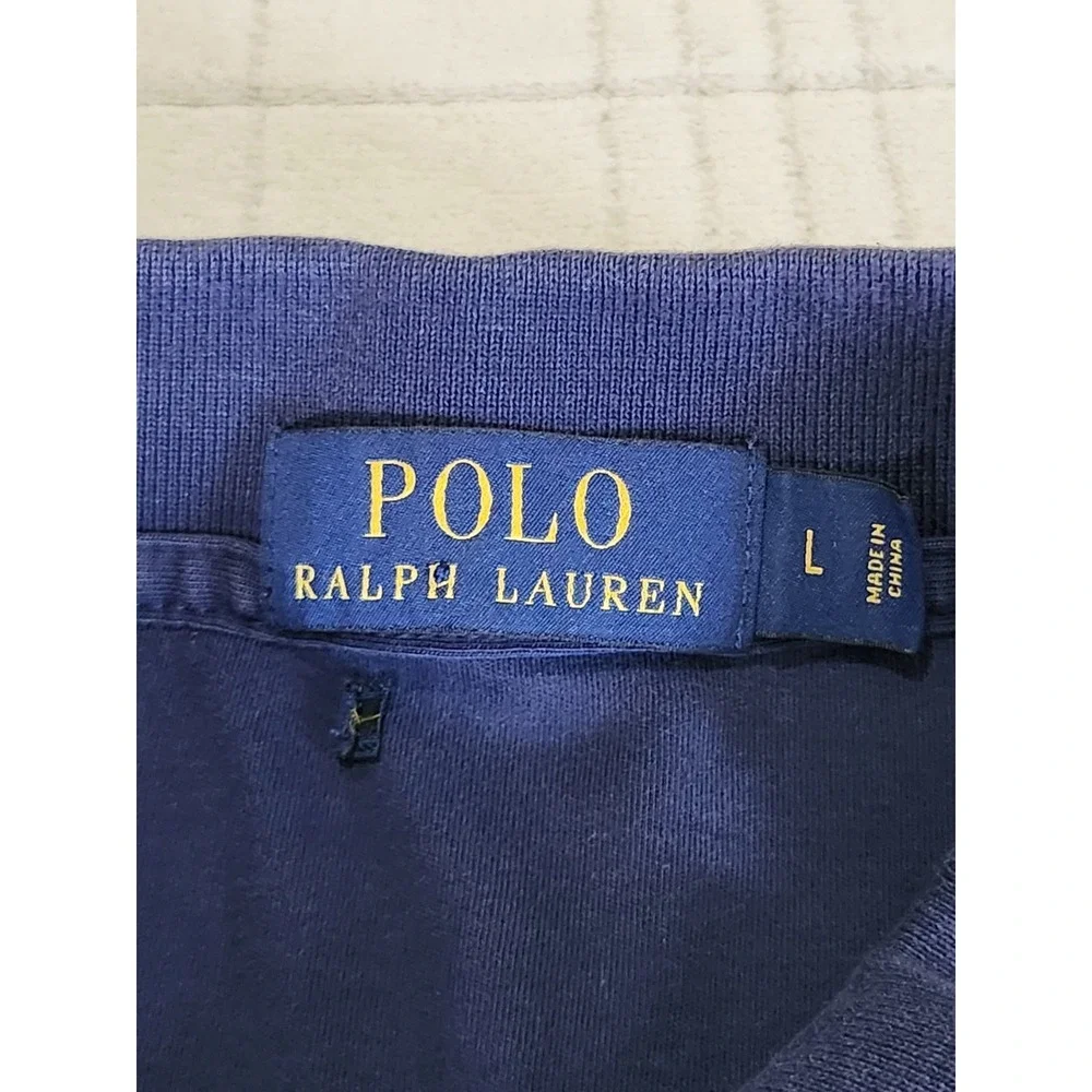 Polo Ralph Lauren Men's Large‎ Navy  Cotton Short Sleeve Polo Shirt Pony Logo